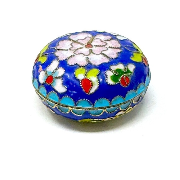 Chinese Cloisonne Crafts Hand Crafted Jewelry Trinket Box Floral - Picture 1 of 9